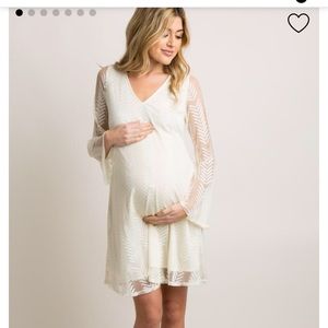 Pink blush ivory chevron maternity dress